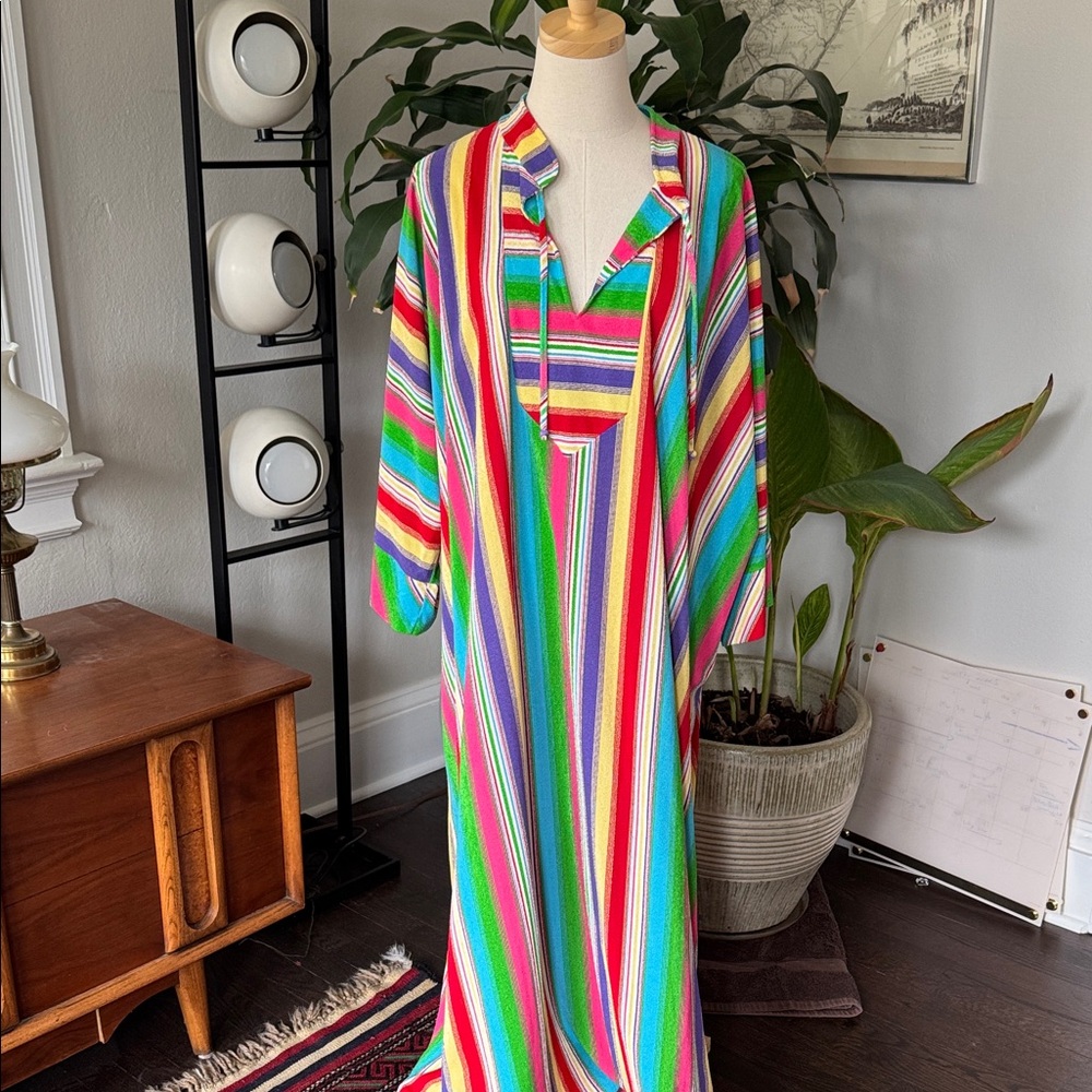 Vintage terry cloth Colorful Striped caftan